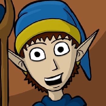 Lestor is a pale Elvin man with long ears, and short brown hair that is mostly covered with a blue wizard's hat with a golden rim. He wears a set of blue robes and is often carrying a light brown staff with a blue crystal in it.